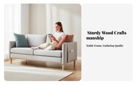 Nordic design Fabric Sofa with Wooden Legs Modern Design Upholstered Settee with Legs Comfortable pading Couch Removable slipcoverings for Apartment Dwellers, Families, Homeowners, Small Spaces, Lounge Area, Home