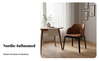 Upholstered Armchair with Wood Legs Nordic Design Dining Chair Modern Minimalist Easy Assembly for Hoteliers, Hotel, Living Room