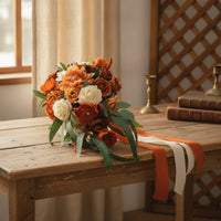 Faux Artificial Bridal Bouquet Lifelike Wedding Bouquet with Ribbons Lightweight Flowers Long-Lasting for Bridesmaids