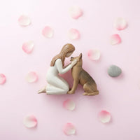 Girl Hugging Dog Statue Delicate Details Girl Hugging Dog Sculpture Stable Base