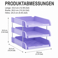 Stackable Document Tray Office, 3-Tier Desk Organizer, 33 x 26 cm Stackable Compartments, for Home Office & Students