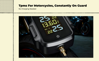 Tire Pressure Tracking System, Motorcycle cordless Tire Pressure Gauge, Instant LCD Display, High Accuracy