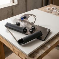 Guided Angle Grinder Chamfering Tool Metal Base Plate Tile Chamfering Tool Portable 45-Degree Bevel Cutter Black Handle