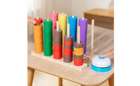 Stacking Toy with Bell Colorful Sorting and Stacking Toy Peg Board Game Natural Early Learning for Toddlers, Classroom, Playroom