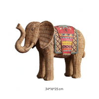 Rattan Elephant Figurine Tabletop Decorative Elephant Statue Feng Shui for Study