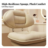 Height Adjustable Upholstered Shellspine Rolling Chair 360-Degree rotate Vanity Stool Ergonomic rear supportrest Household Furniture Plush Upholstery for Makeup lovers, Nail Technicians, Adults, Bedroom, changing area, Home Office