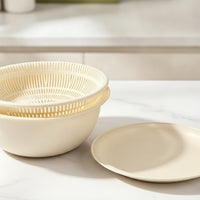 3 Pieces Food Grade Kitchen Colander Bowl Set Double Layer Drain Basket with Tray Quick Drainage Colander and Bowl Set Easy to Clean for Countertop