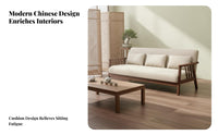 Versatile Combination New Chinese Design Reception Seating High-Density Foam Cushions Solid Wood Waiting Room Furniture Comfortable Cushioning Wooden Frame Sofa Set Easy Assembly for Cafe Owners, Restaurant Managers, Couples, Hotel Lobby, Lounge, Home