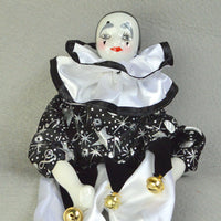 Dangling Leg Clown Doll Porcelain Head and Limbs Sitting Ceramic Clown Big Top Themed Ceramic Fool Figure Doll for Collectors, Desk Ornament