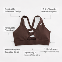 Sports Bras Women High Impact for Running and Gym with Breathable Mesh, Quick Dry Nylon Spandex Blend, Removable Padding