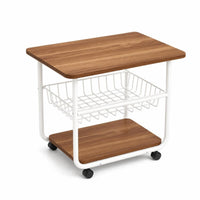 Two-Tier Rolling Side Table Metal Frame Furniture Compact for Beside a Sofa