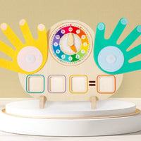 Multifunctional Wooden Math Board with Clock Creative Wooden Counting Board with Hands Safe Math Manipulatives Long-Lasting for Preschoolers, Teachers, Toddlers, Classroom