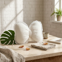 Decorative Butterfly Pillow Dotted Textile Home Decor Ruffled Edges for Bedroom