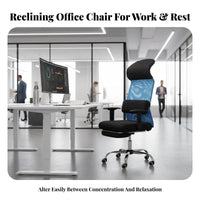 Reclining Highspine Chair with Footrest Lumbar Support for Study Room, Studesknts