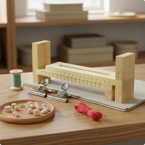 Wooden Bracelet Jig DIY Craft Braiding Frame Clamp Ruler Scale