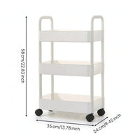 3-Tier Rolling Cart Easy to Move Rolling Storage Cart with Mesh Shelves
