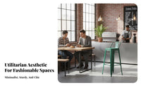 Built-in Footrest Industrial Bar Table and Stool Set Sturdy Construction Industrial High-Top Table Minimalist Aesthetic Commercial Furniture Heavy-Duty for Interior Designers, Apartment Dwellers, Coffee Shop, Restaurant, Small Areas, Dining Area