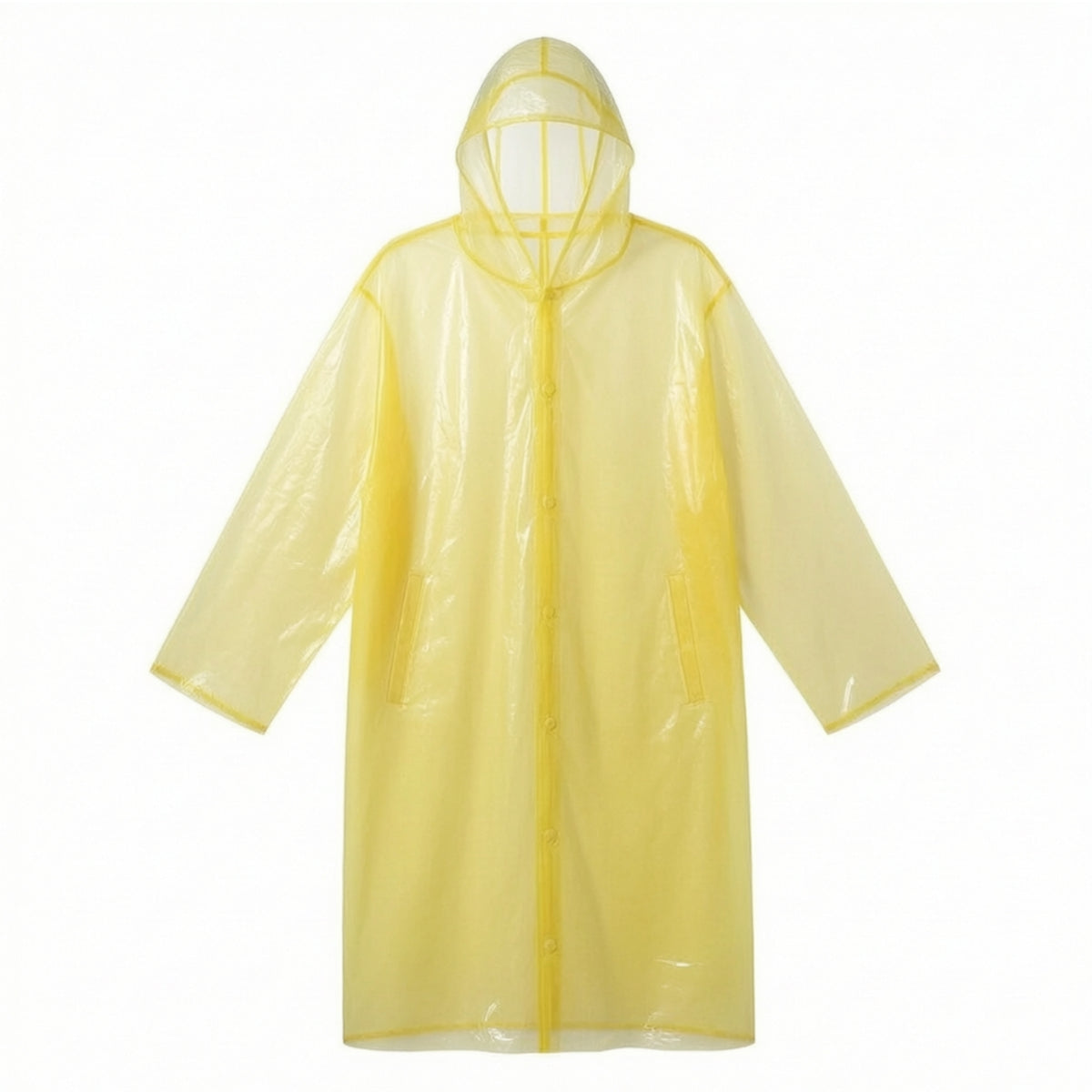 Waterproof Hooded Rain Poncho with Snap Buttons Lightweight Disposable Raincoat with Sleeves Translucent Rain Poncho with Hood One-Size for Commuting