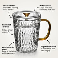 Hammered Glass Tea Cup, Heat-Resistant Glass