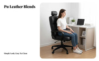 Upholstered Computer Chair with Headrest Space Saving Rolling Seat for Dorm Room