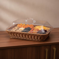 Bread Basket with Acrylic Lid Rectangular Bread Basket with Lid Hygienic for Dining Table
