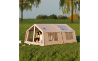 Inflatable Camping Tent Easy Setup Tent with PVC Door Curtain Spacious for Campers, Families, Comfort Camping, Backyard