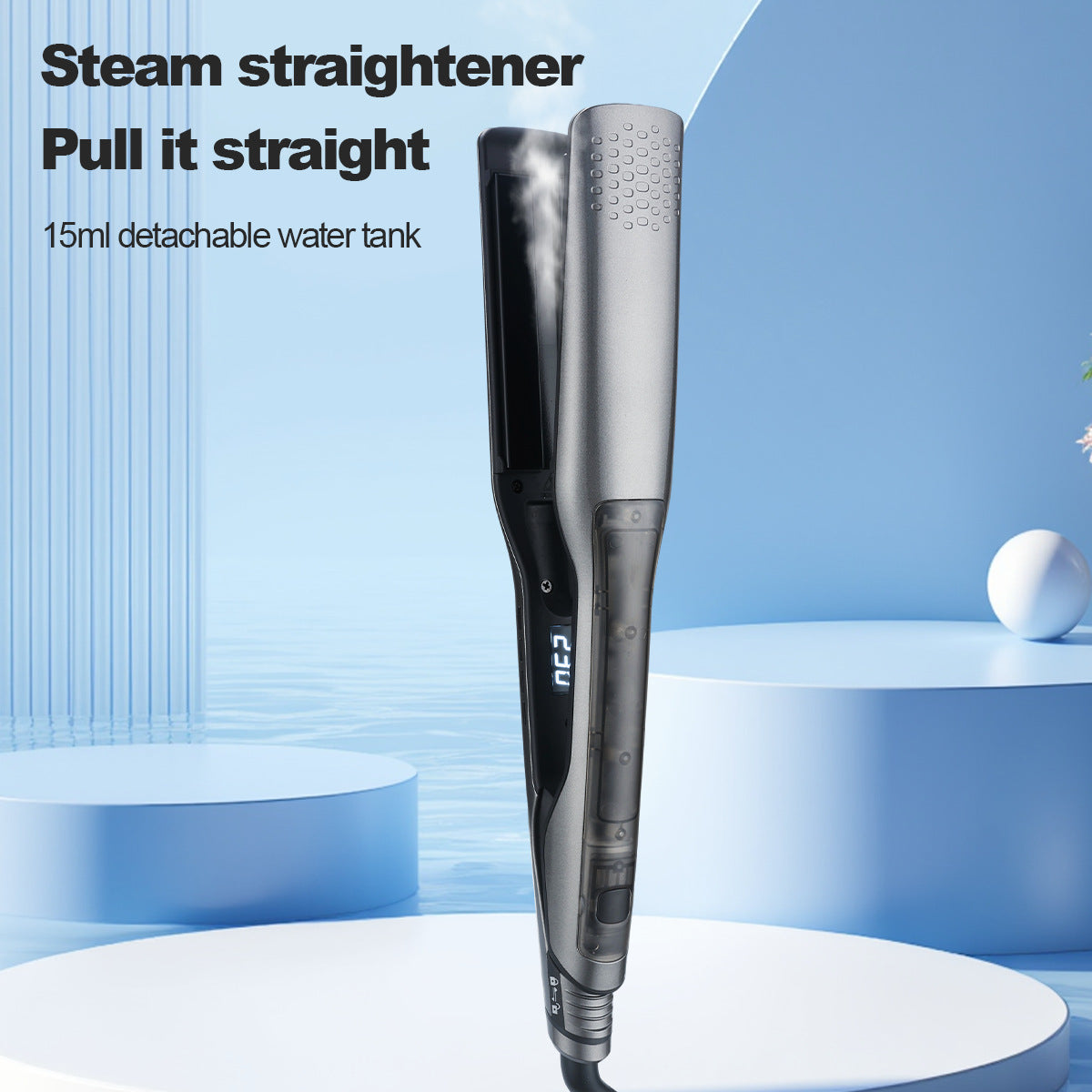 Steam Hair Straightener with Water Tank, Adjustable Temperature, EU Plug