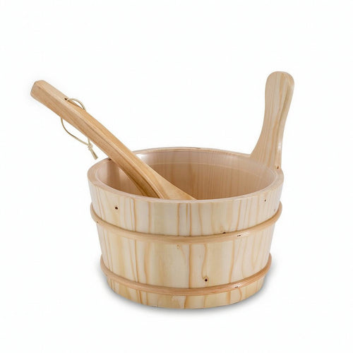 Sauna Pail with Liner Sturdy Wooden Pail with Ladle Long-Lasting for Spa