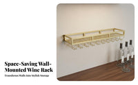 Space Saving Wall Mounted Wine Rack Sturdy Iron Construction Hanging Stemware Rack Large Capacity Metal Wine Glass Holder Safety Guardrail for Homeowners, Home Entertainers, Restaurant Owners, Dining Room, Kitchen