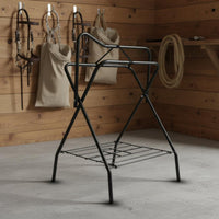 Horse Saddle Storage Rack with Bottom Storage Foldable Freestanding Saddle Stand Space-Saving for Equestrians, Stable