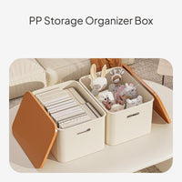 Rectangular Storage Box with Lid, Plastic Organizer Bin