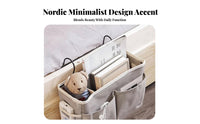 No-Drill Installation Bedside Hanging Basket Foldable Bedside Storage Bag Space Saving for University Students, Adults, Bedroom, Office