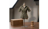 Tailored 1/6 Scale Doll Outfit Single-Piece Green Doll Suit Pointed Collar Mini Attire Flared Hem