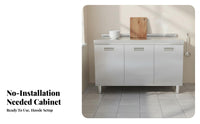 Stainless Steel Kitchen Cabinet Easy to Clean Unified Kitchen Workstation Water Resistant Metal Utility Cabinet for Homeowners, Apartment Dwellers