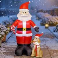 Inflatable Santa Kris with Dog Tall Santa Kris Inflatable with Dog Festive Lawn Decoration Whimsical for Garden