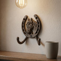 Horse Head Horseshoe Hook Textured Home Organizer Decorative