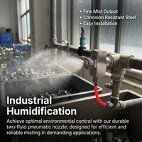 Stainless Steel Siphon Spray Nozzle, Adjustable Mist Spray Low Pressure, Misting Spray Nozzle for Hu - Image 3