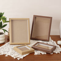 Minimalist 3D Wooden Hollow Photo Frame, 6 Inch, for DIY Display