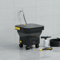Wheeled Portable Car Washer with Wheels IPX5 Waterproof Car Wash Machine with Water Tank Compact Pressure Washer with Tank Mini for Driveway
