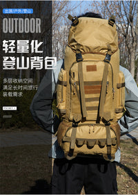 户外徒步登山包男90L大容量轻便露营旅行背包牛津布防水双肩包
