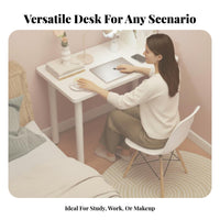 Single-Piece Tabletop Simple Computer Desk Stable Structure Computer Desk Thickened Desktop Minimalist Study Table Sturdy Construction for Students, Telecommute Workers, Teenagers, Dorm Room, Small Areas