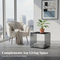Wavy Metal Stand Minimalist Design Slim highlight Table with Storage for Homeowners