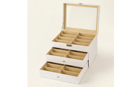 Eyeglass Display Case with Window Three-Tier Glasses Storage Box with Drawers Sunglass Organizer with Drawers Tabletop