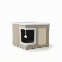 Cat House with Scratch Pad Cozy Cat Cube with Toy Comfortable for Cats