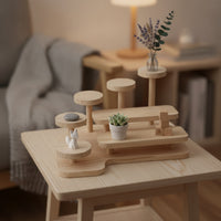 Tabletop Figurine Stand Tiered Wooden Display Rack Multifunctional Multi-Tier Display Shelf for Collectors, Desk Organization