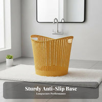 Lidded Wovenand design Basket Imitation Rattan Weave Laundry Hamper Large Capacity