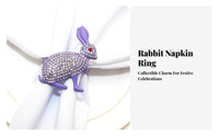 Easter Bunny Napkin Holder Rhinestone Embellished Gilded Hare Napkin Buckle Elegant Crafted Metal Easter Serviette Holder for Holiday Parties