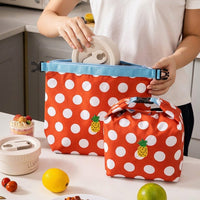 Lunch Box Travel Bag for Work, Insulated Lunch Bags for Women with Drawstring Closure, Large Cool Bag Picnic Bag, Foldable Polyester Food Bag