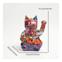 Fortune Cat Figurine Japanese Maneki Neko Compact for Entryway, Desk