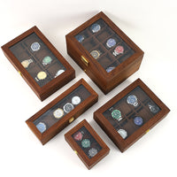 Walnut Wood Watch Storage Box with Window and Lock for Men and Women, Home Use